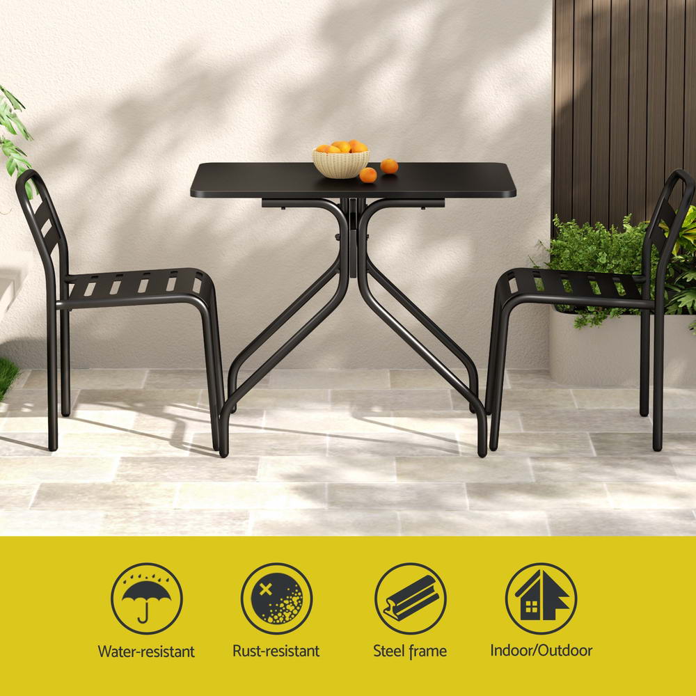 Weather-Resistant Steel 3PC Outdoor Bistro Set - Gardeon