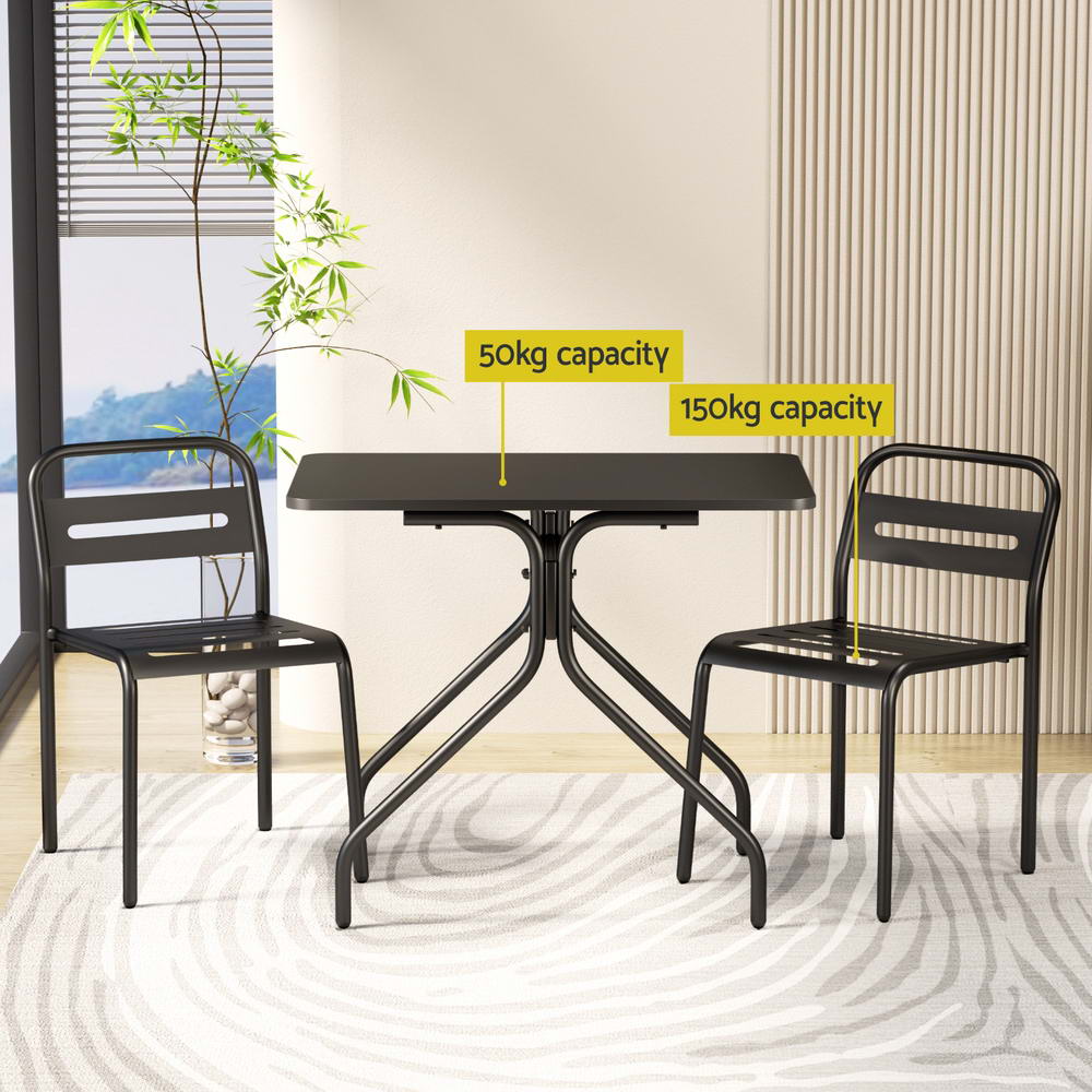 Weather-Resistant Steel 3PC Outdoor Bistro Set - Gardeon