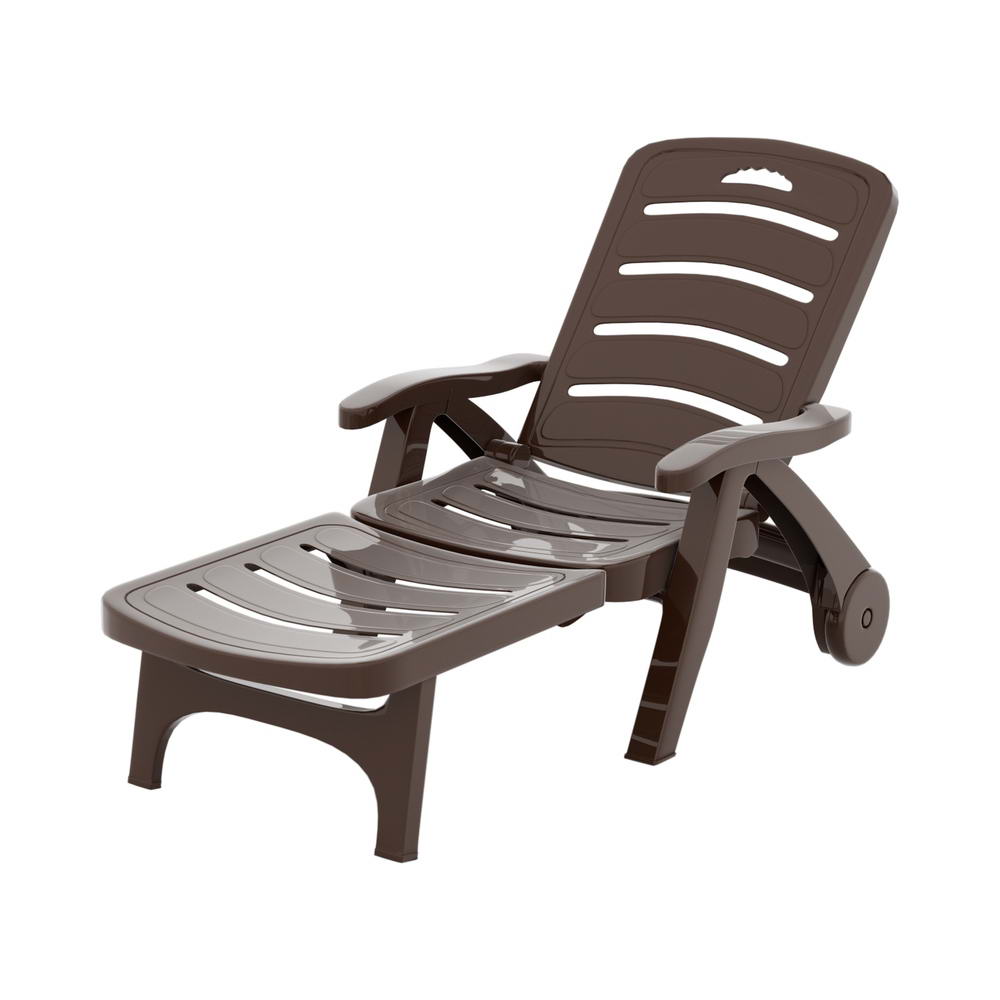 Weather-Resistant Sun Lounger Recliner Chair with Wheels - Gardeon