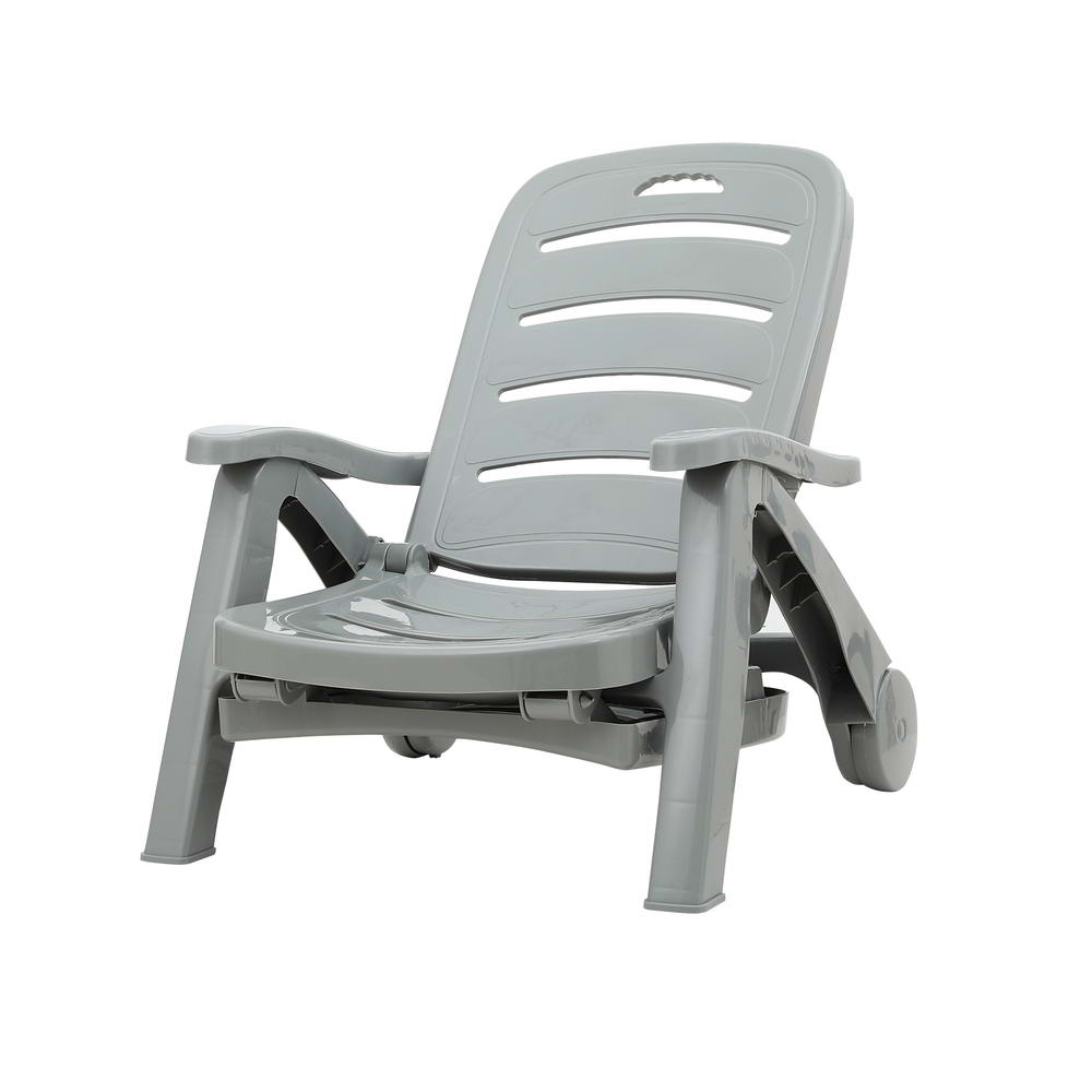 Weather-Resistant Adjustable Sun Lounger with Wheels - Gardeon