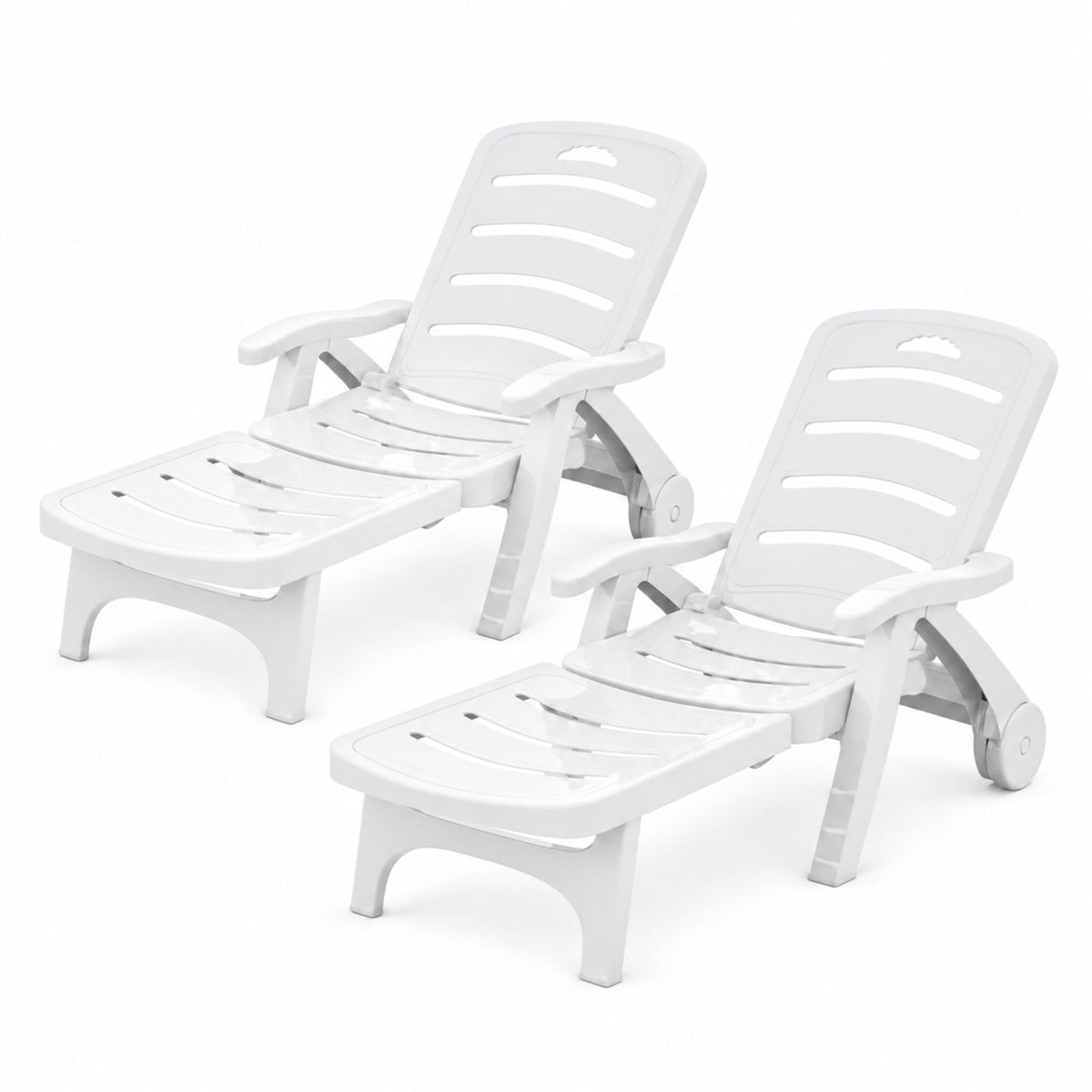 Gardeon Set of 2 Sun Lounger Folding Chaise Lounge Chair with Wheels
