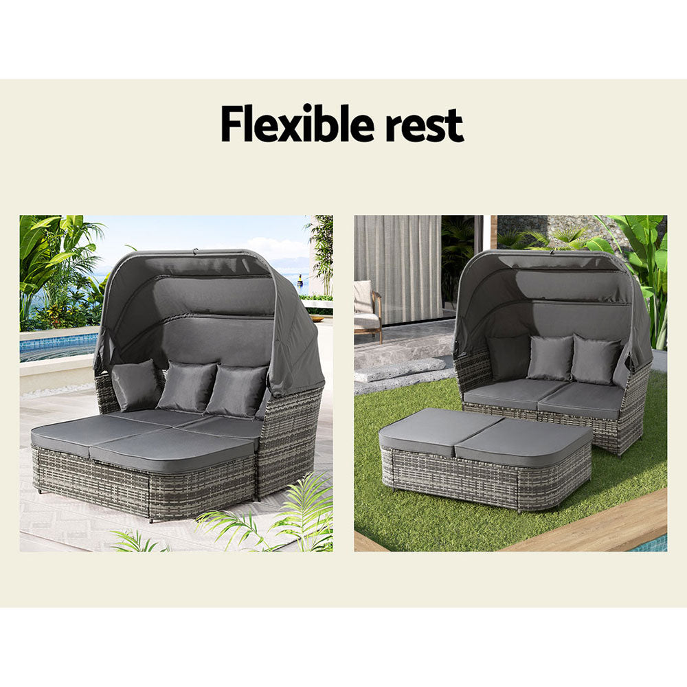 Gardeon Outdoor Day Bed Wicker Sofa Modular Grey