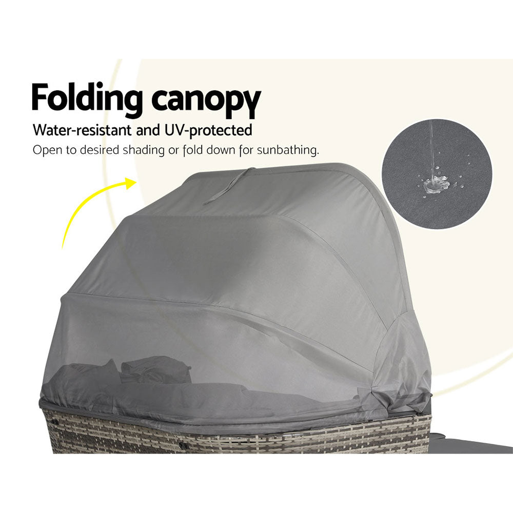 Gardeon Outdoor Day Bed Wicker Sofa Modular Grey