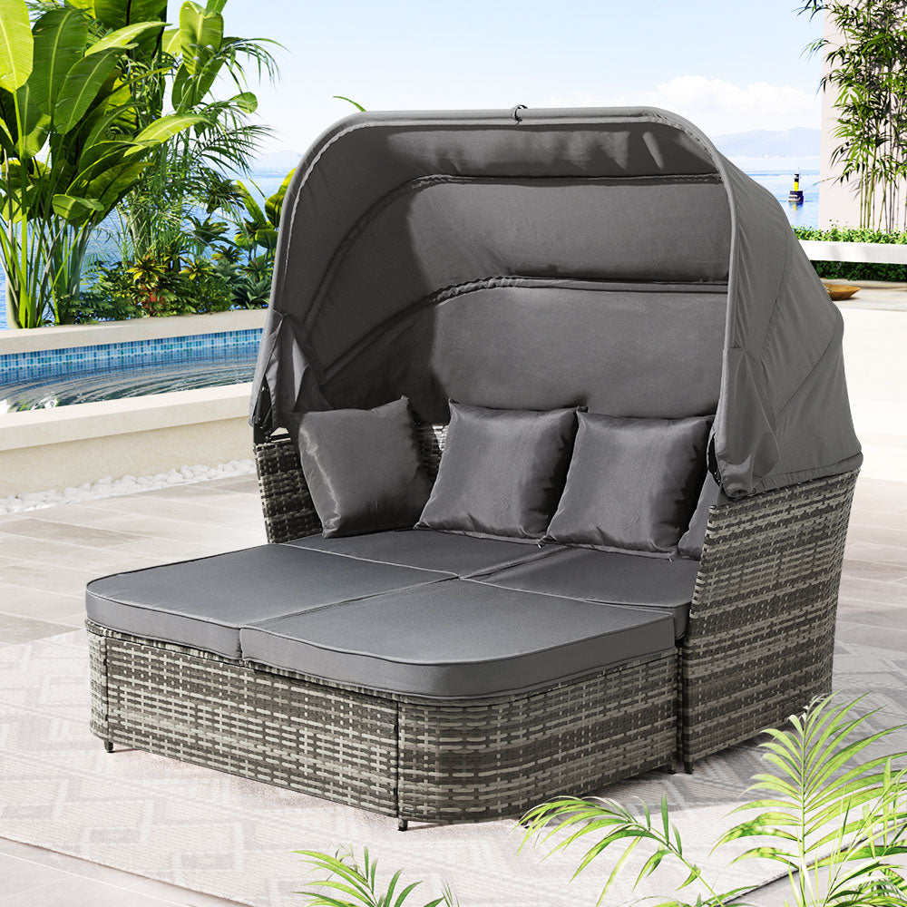 Gardeon Outdoor Day Bed Wicker Sofa Modular Grey