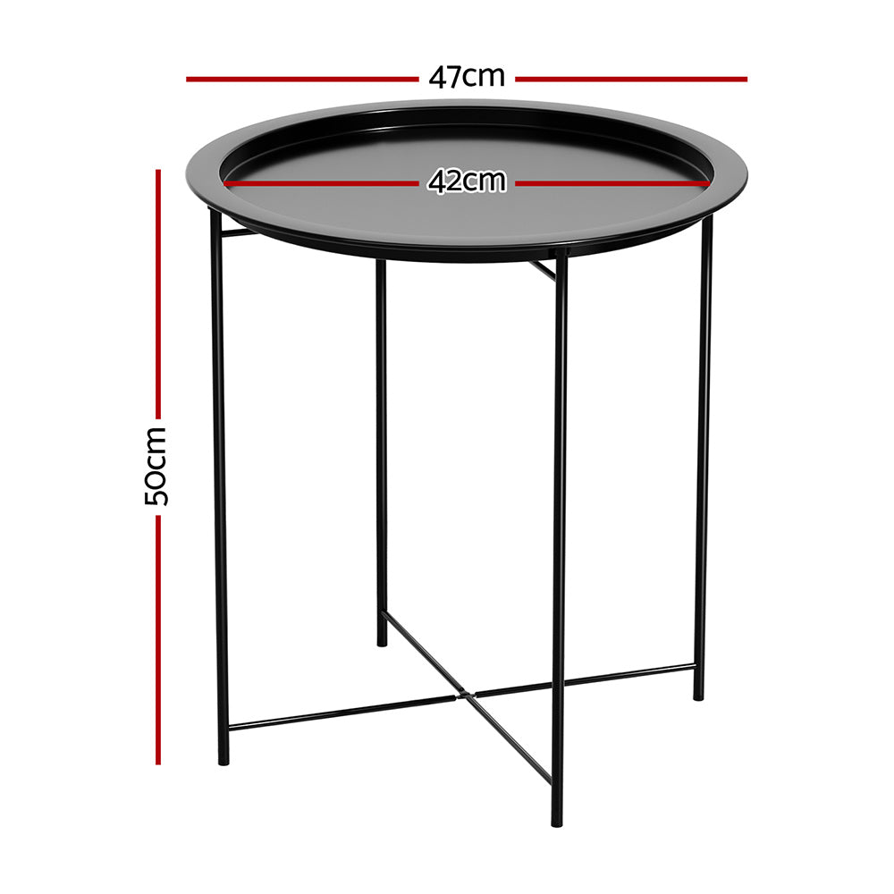 Gardeon Steel Outdoor Side Table Black