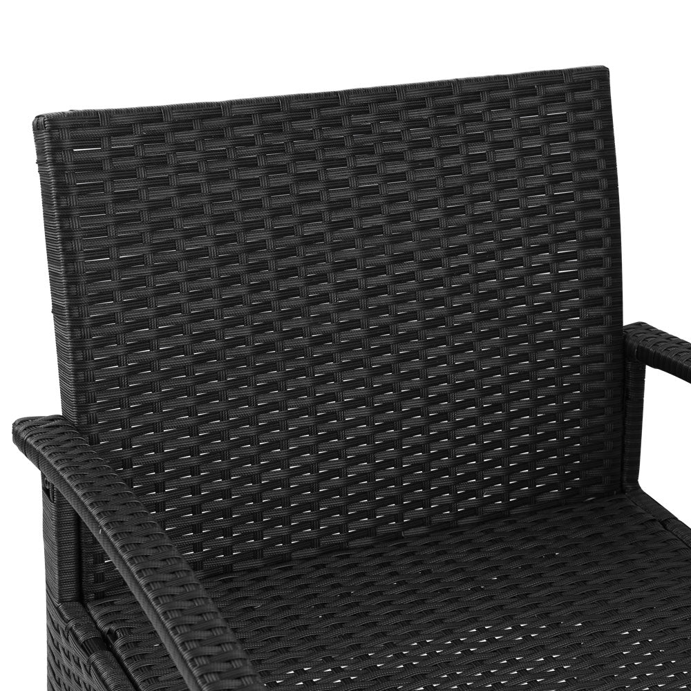 Gardeon 3-Piece Wicker Outdoor Bistro Set Black
