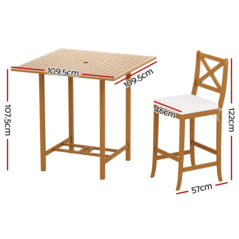 Gardeon 5-Piece Outdoor Bar Set Acacia Wood Oak Bistro Table Stools