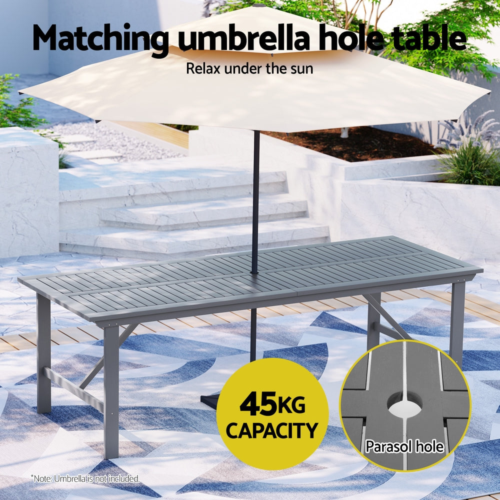 Gardeon 5-Piece Outdoor Dining Set Wooden Table Chairs Grey