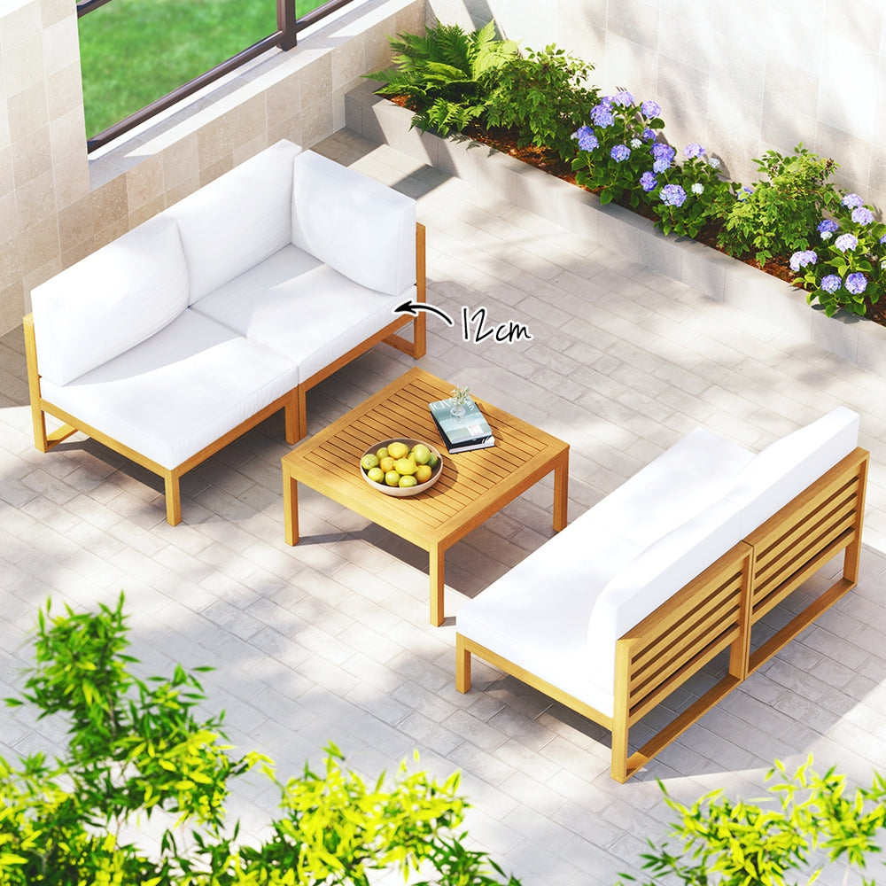 5PCS Acacia Wood 4-Seater Outdoor Sofa Set, Gardeon