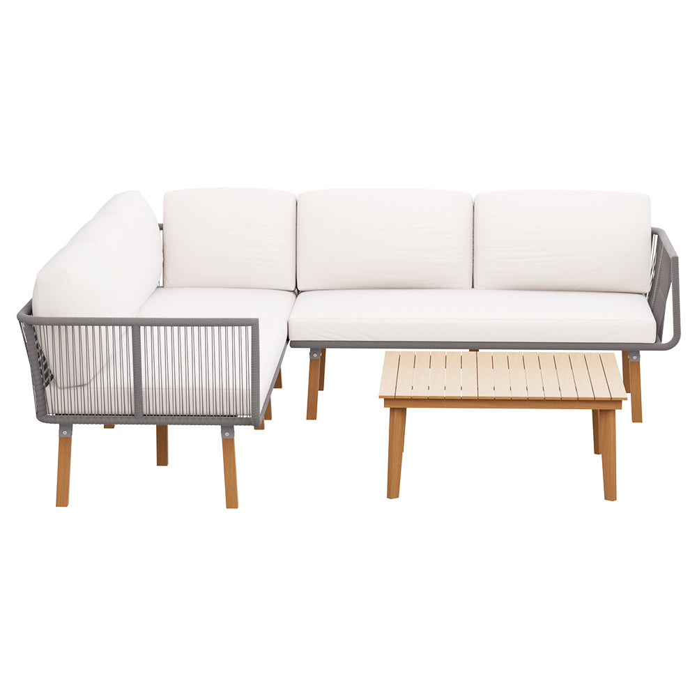 5-Seater Aluminum Outdoor Sofa Set, Wooden, UV-Resistant - Gardeon