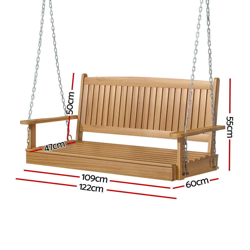 Gardeon 2-Seater Wooden Porch Swing Chair Teak