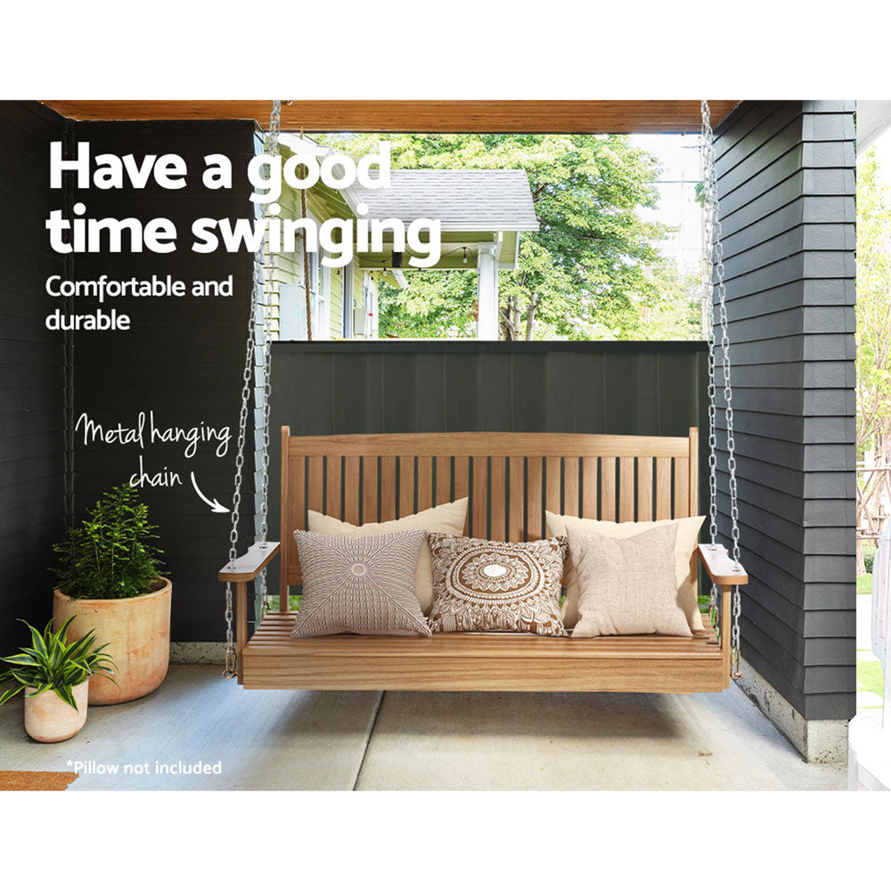Gardeon 2-Seater Wooden Porch Swing Chair Teak