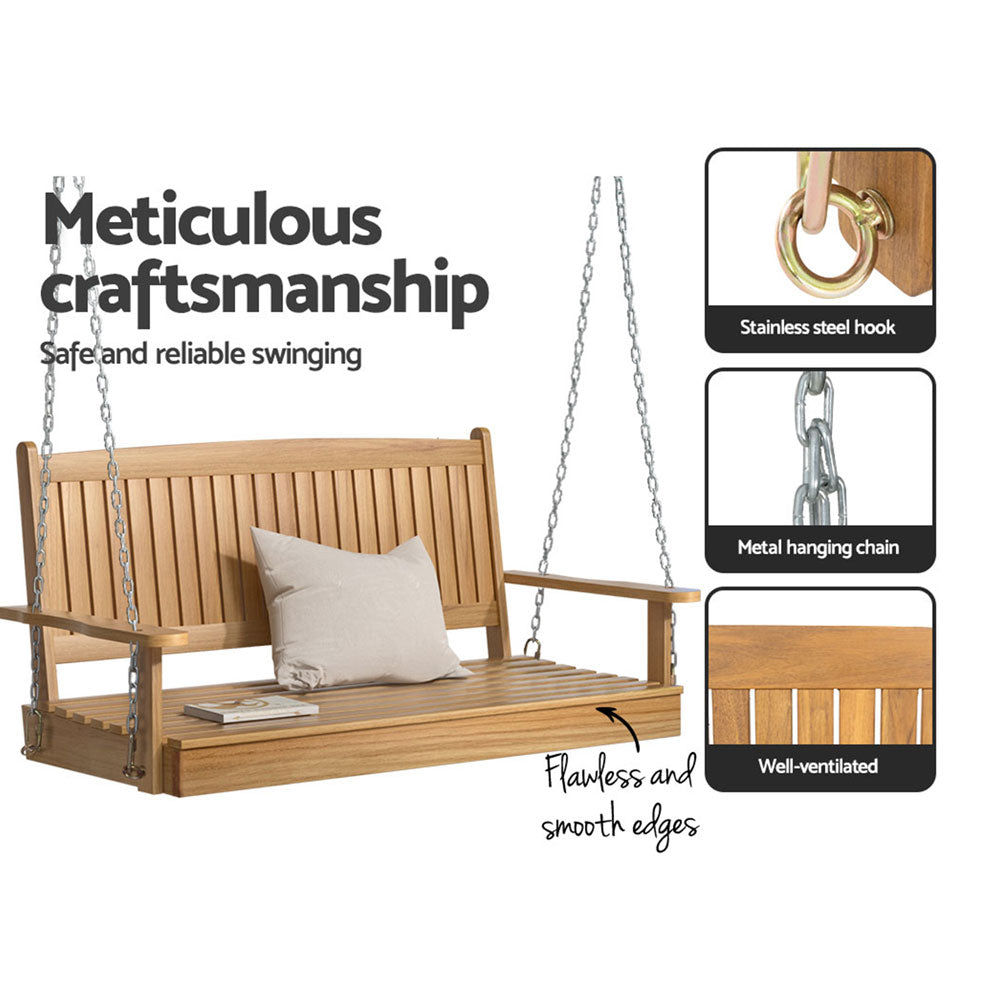 Gardeon 2-Seater Wooden Porch Swing Chair Teak