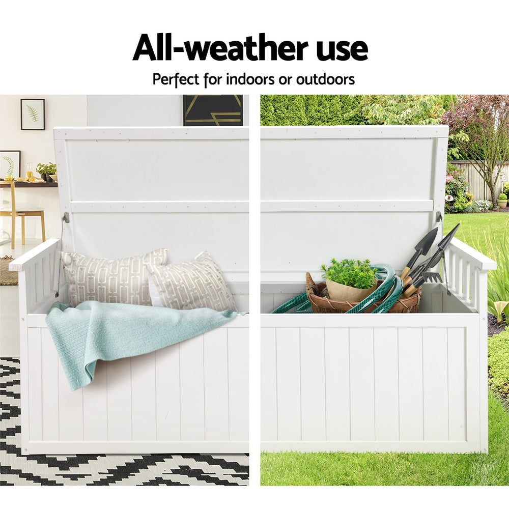 Gardeon 129cm Wooden Outdoor Storage Bench White
