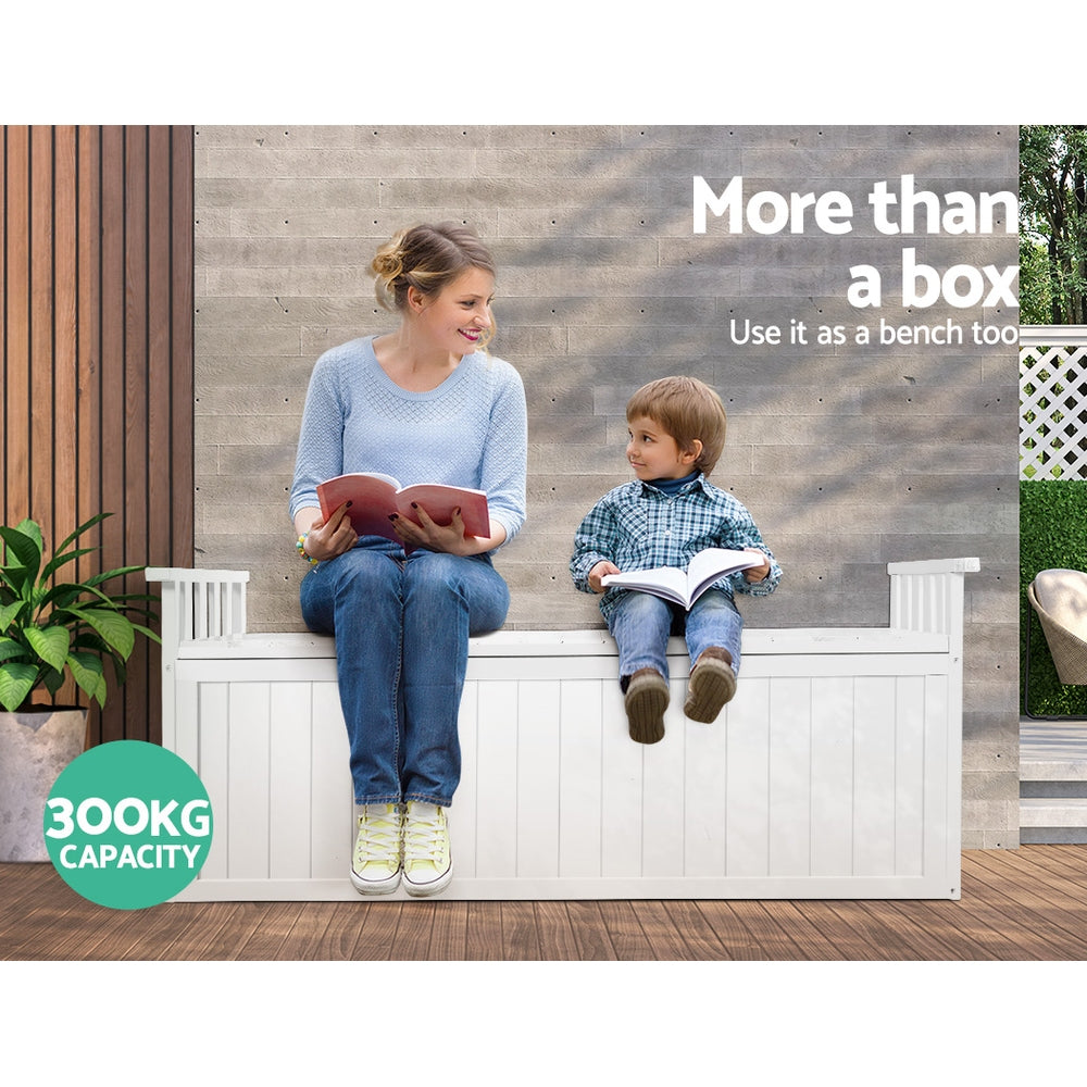 Gardeon 129cm Wooden Outdoor Storage Bench White