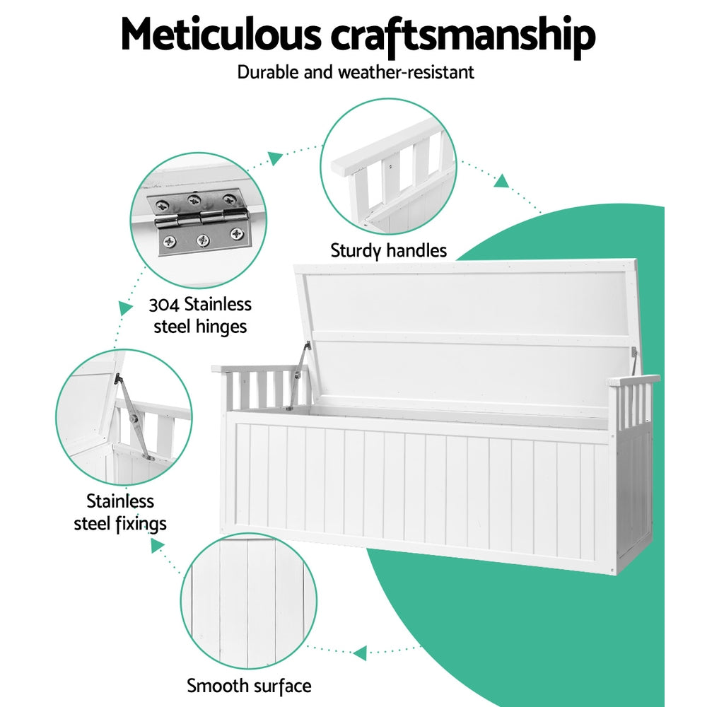 Gardeon 129cm Wooden Outdoor Storage Bench White