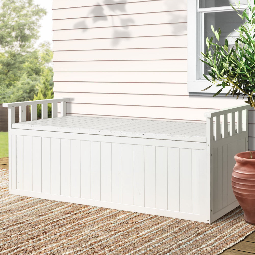 Gardeon 129cm Wooden Outdoor Storage Bench White