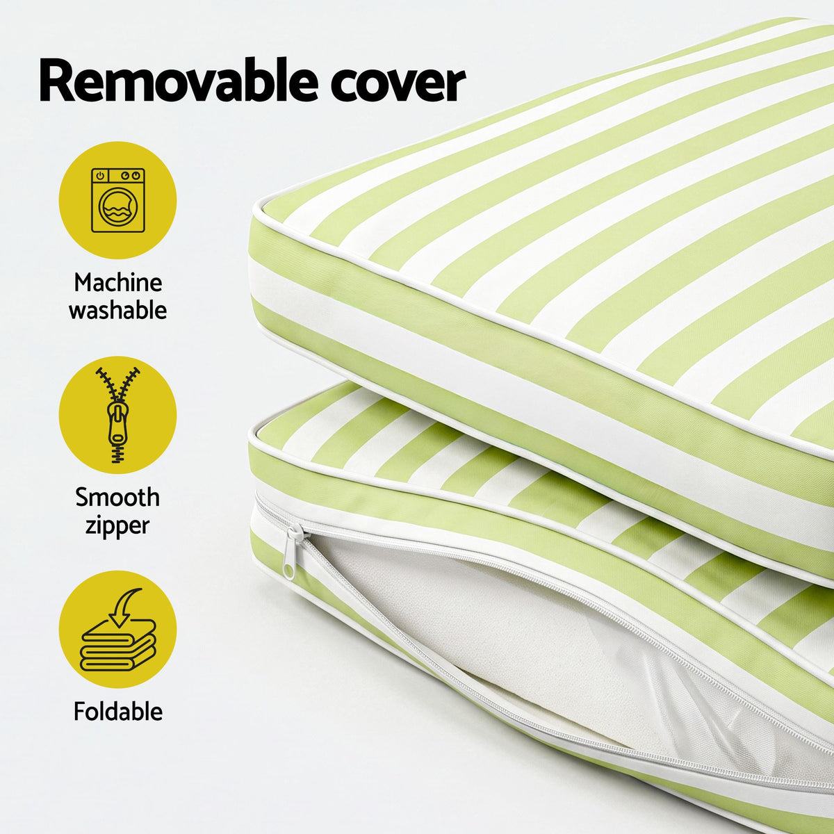Gardeon Outdoor Chaise Lounge Cushion Lounge Chair Pad Sunbed Mattress Green