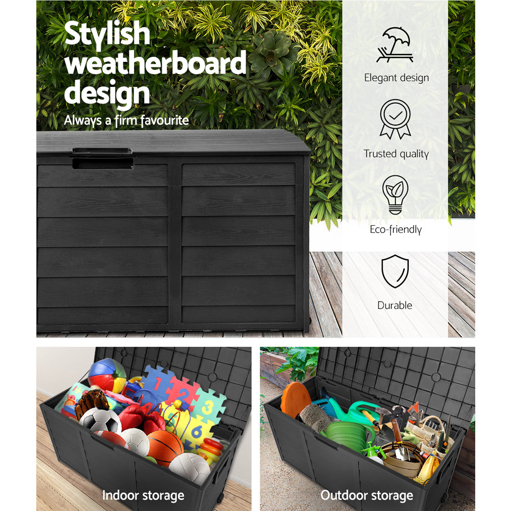 Gardeon 290L Outdoor Storage Box Lockable Black