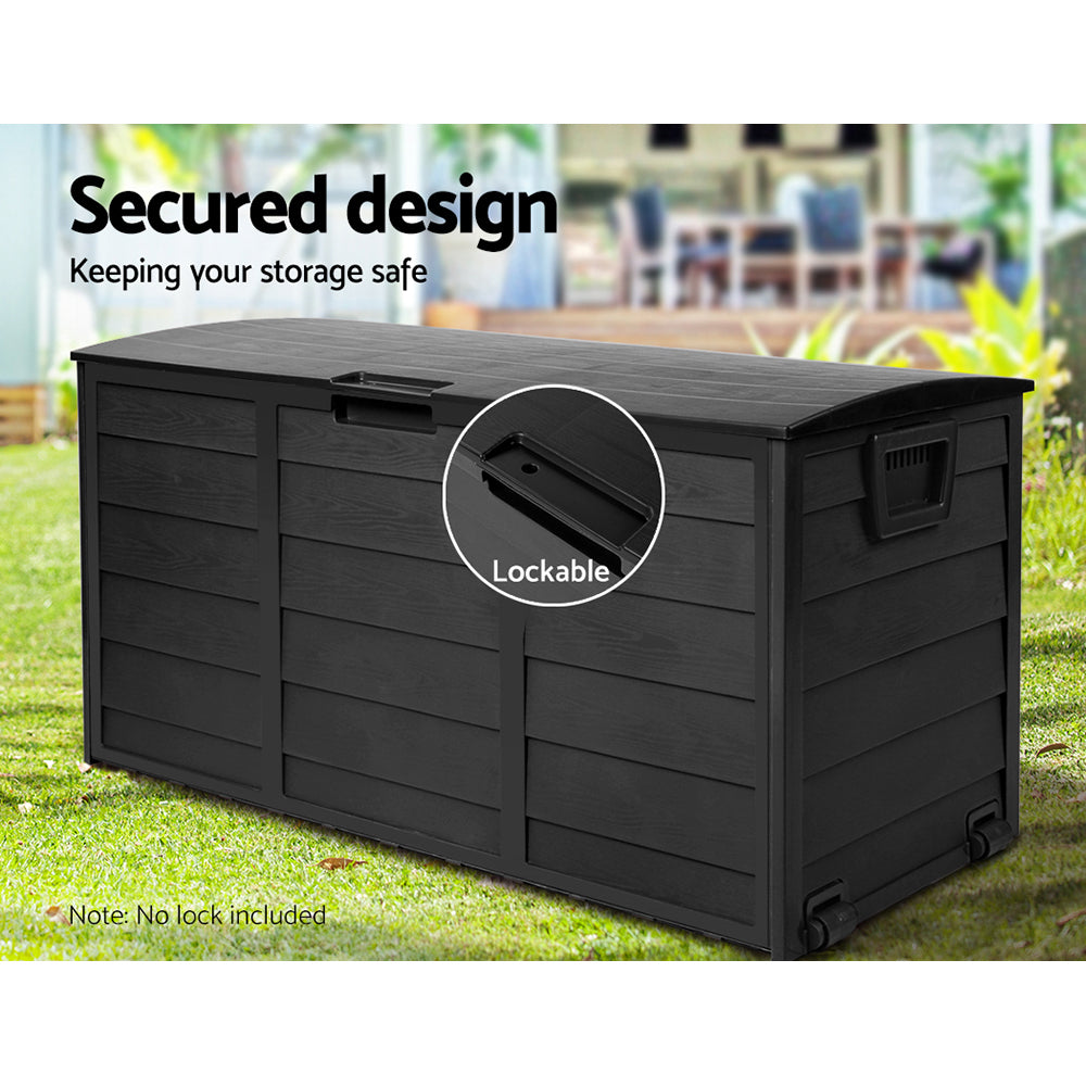 Gardeon 290L Outdoor Storage Box Lockable Black
