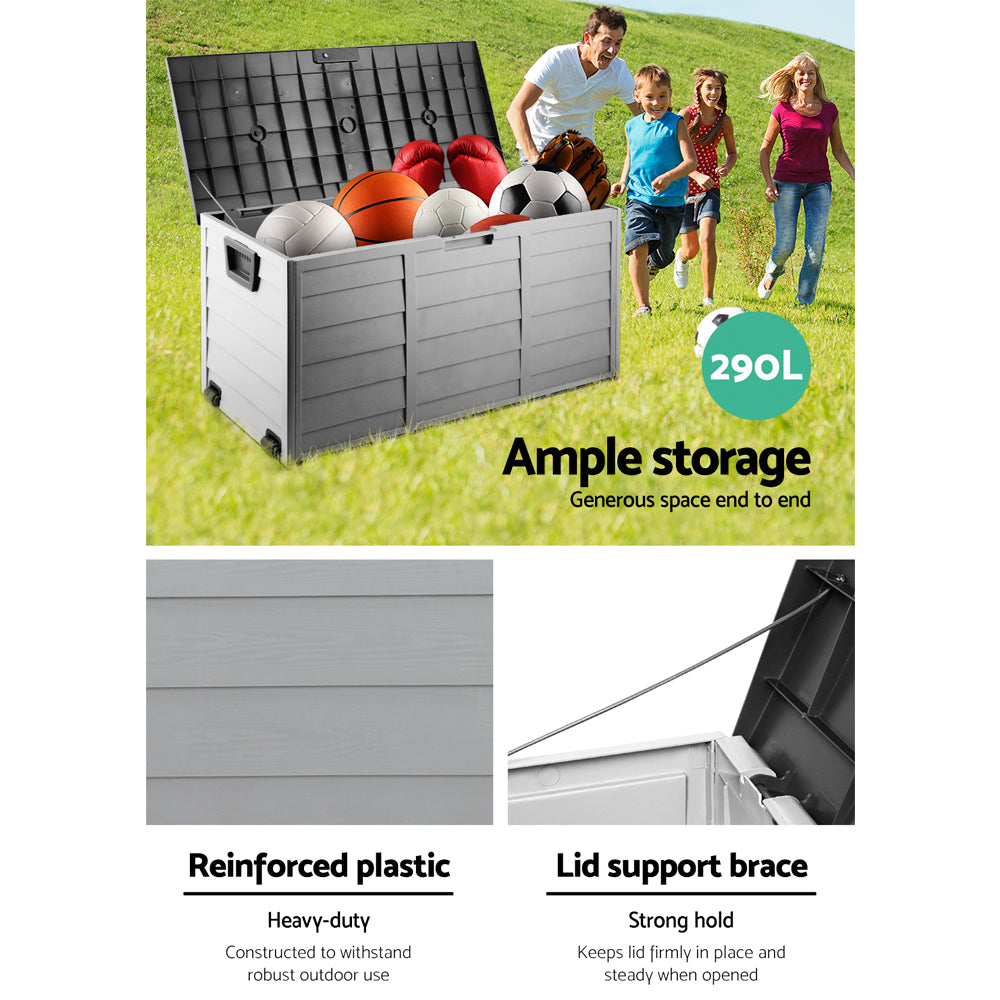 Gardeon 290L Outdoor Storage Box Lockable Black