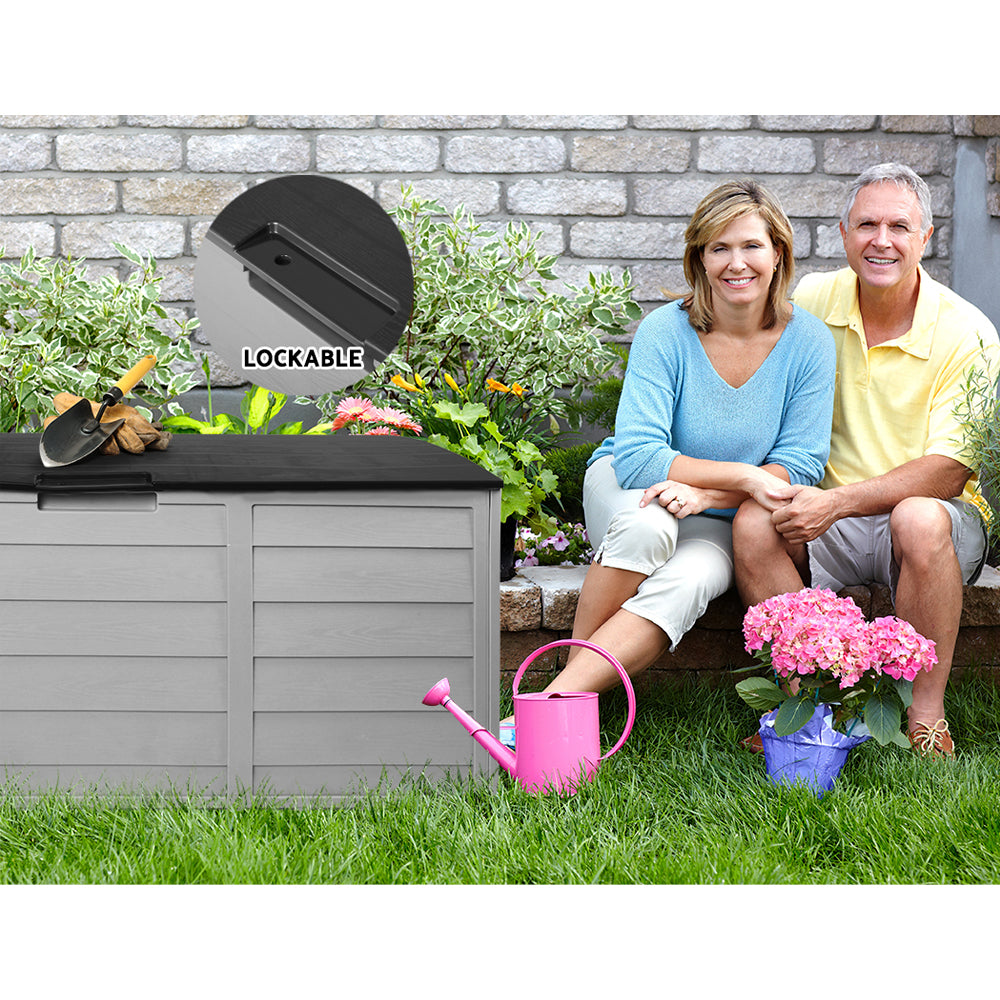 Gardeon 290L Outdoor Storage Box Lockable Black