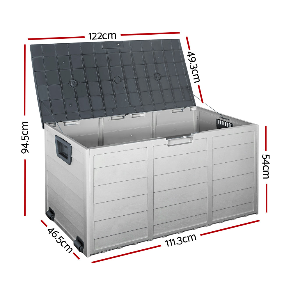Gardeon 290L Outdoor Storage Box Lockable Grey