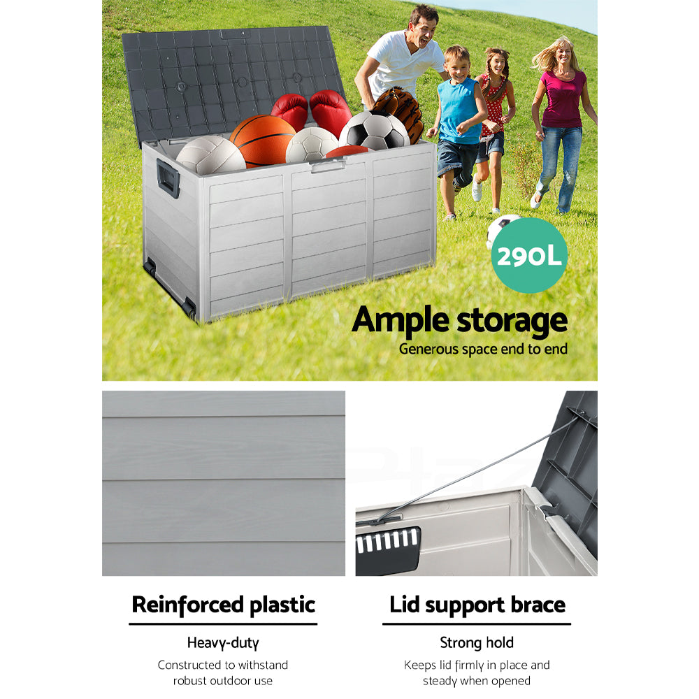 Gardeon 290L Outdoor Storage Box Lockable Grey