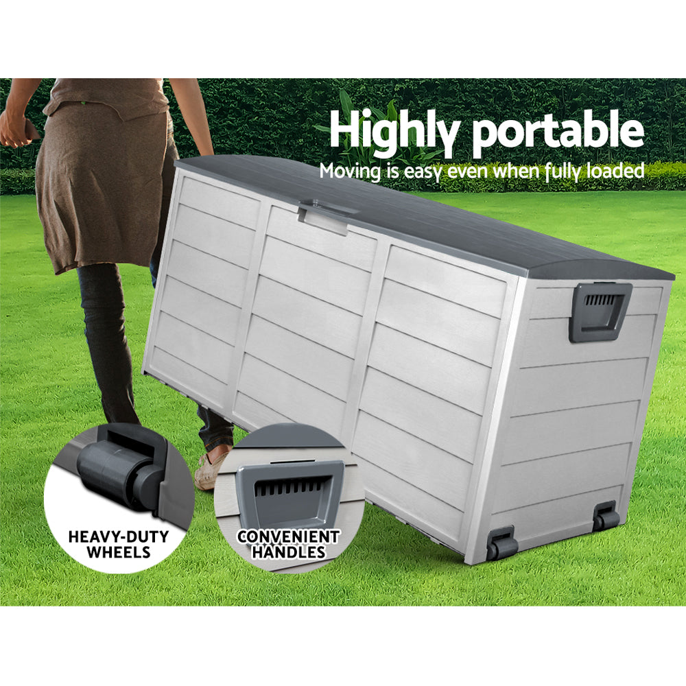 Gardeon 290L Outdoor Storage Box Lockable Grey