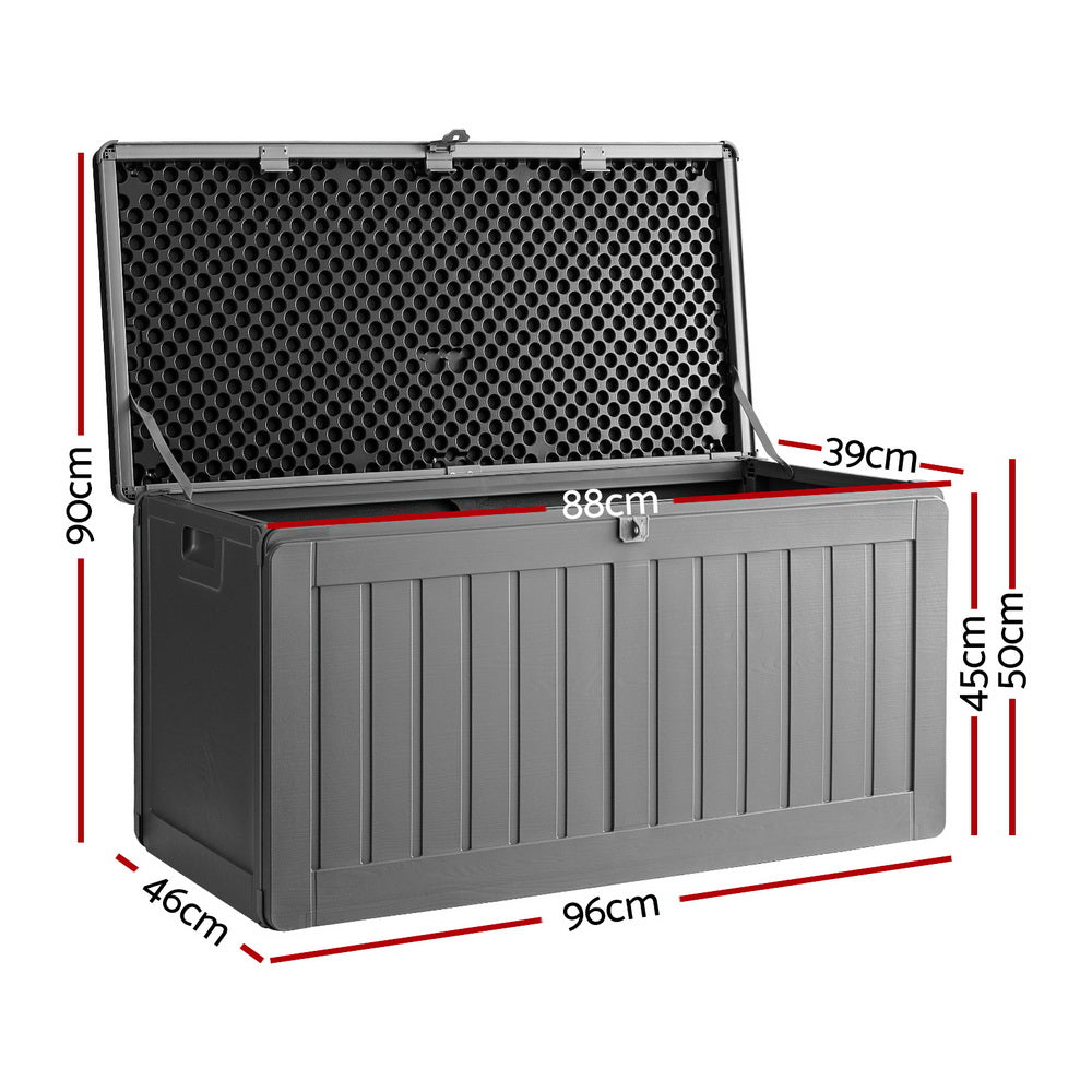 Gardeon 190L Outdoor Storage Box Lockable Garden Bench Black