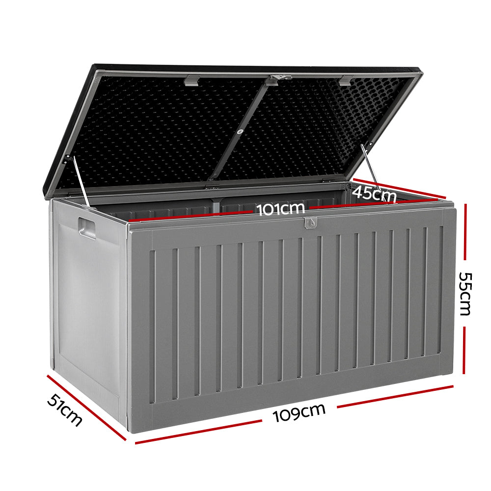 Gardeon 270L Outdoor Storage Box Lockable Garden Bench Grey