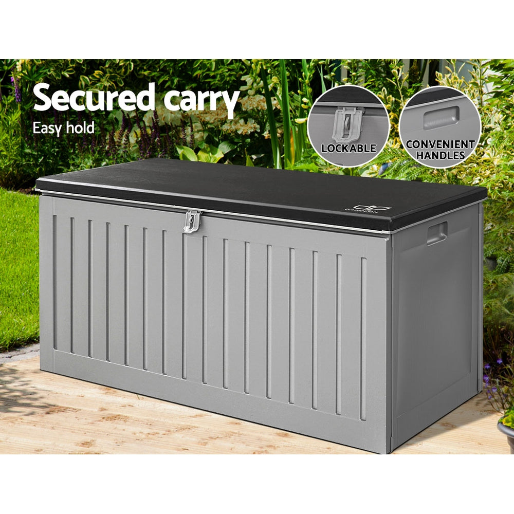 Gardeon 270L Outdoor Storage Box Lockable Garden Bench Grey