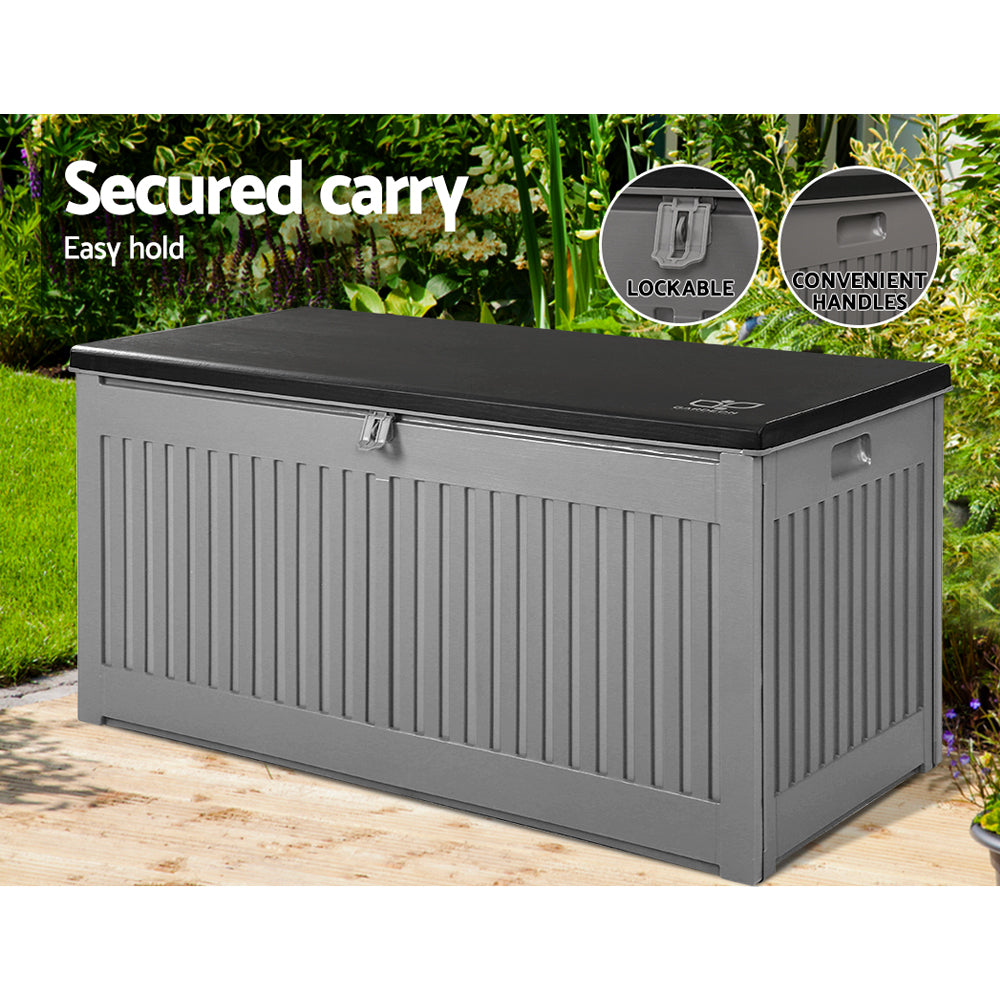 Gardeon 270L Outdoor Storage Box Lockable Garden Bench Grey