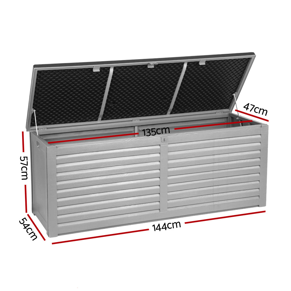 Gardeon 390L Outdoor Storage Box Lockable Garden Bench Black
