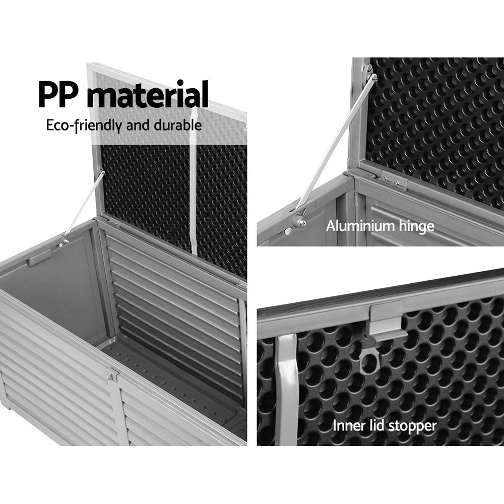 Gardeon 390L Outdoor Storage Box Lockable Garden Bench Black