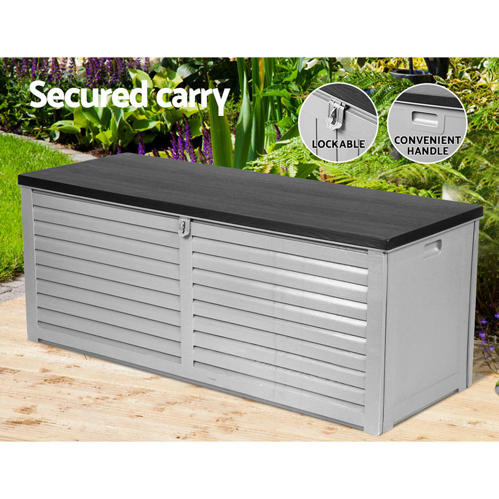 Gardeon 390L Outdoor Storage Box Lockable Garden Bench Black