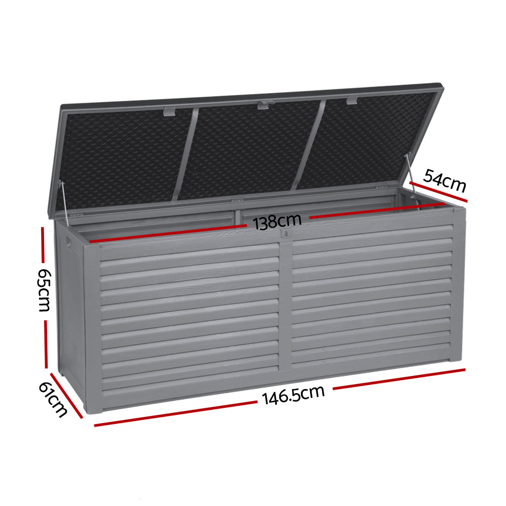 Gardeon 490L Outdoor Storage Box Lockable Garden Bench Black