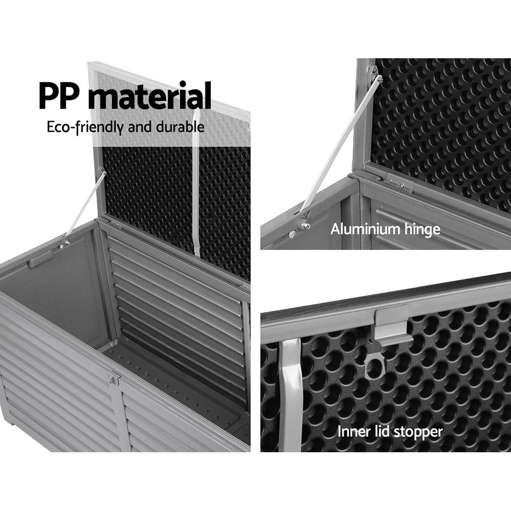 Gardeon 490L Outdoor Storage Box Lockable Garden Bench Black