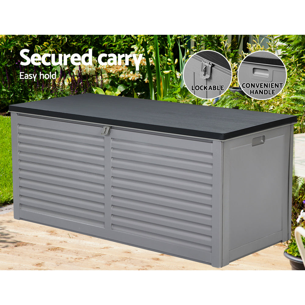 Gardeon 490L Outdoor Storage Box Lockable Garden Bench Black