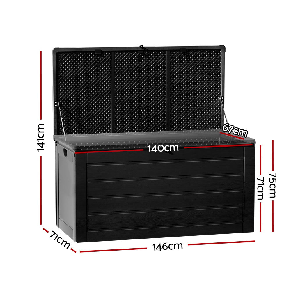Gardeon 680L Outdoor Storage Box Lockable Garden Bench Black