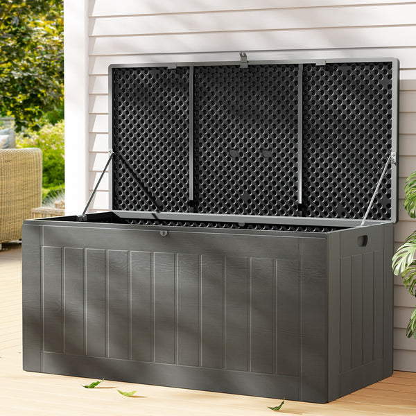 Gardeon 830L Outdoor Storage Bench Lockable Black