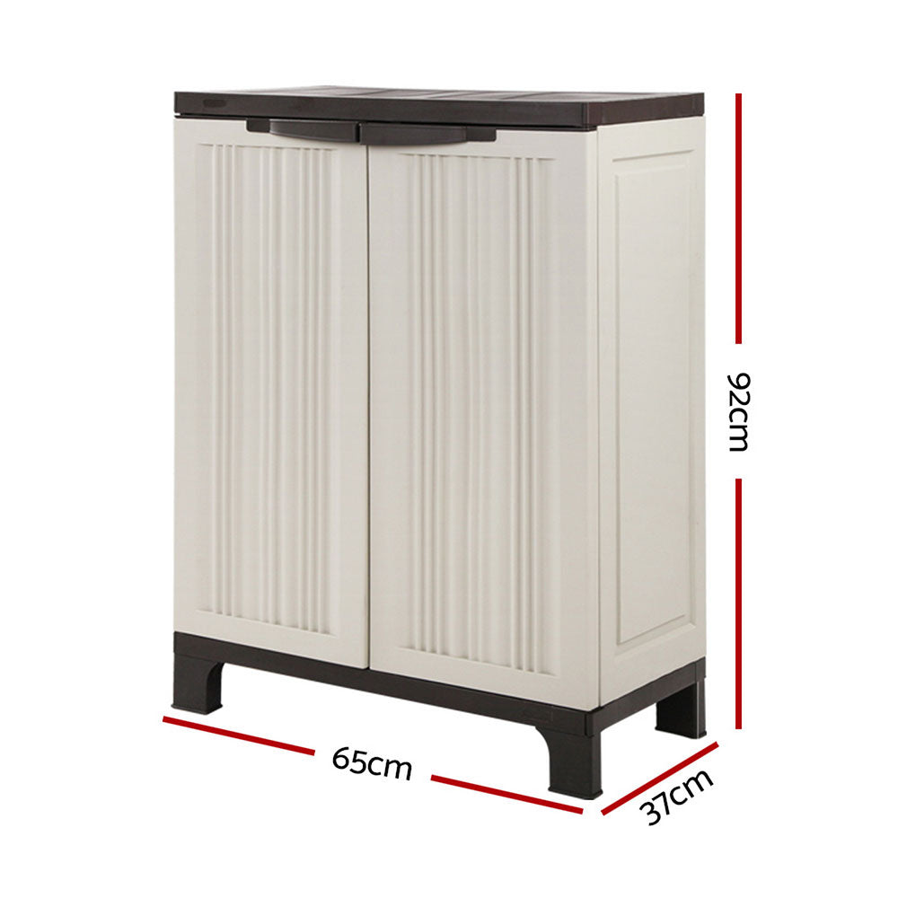 Gardeon 92cm Outdoor Lockable Storage Cabinet Beige