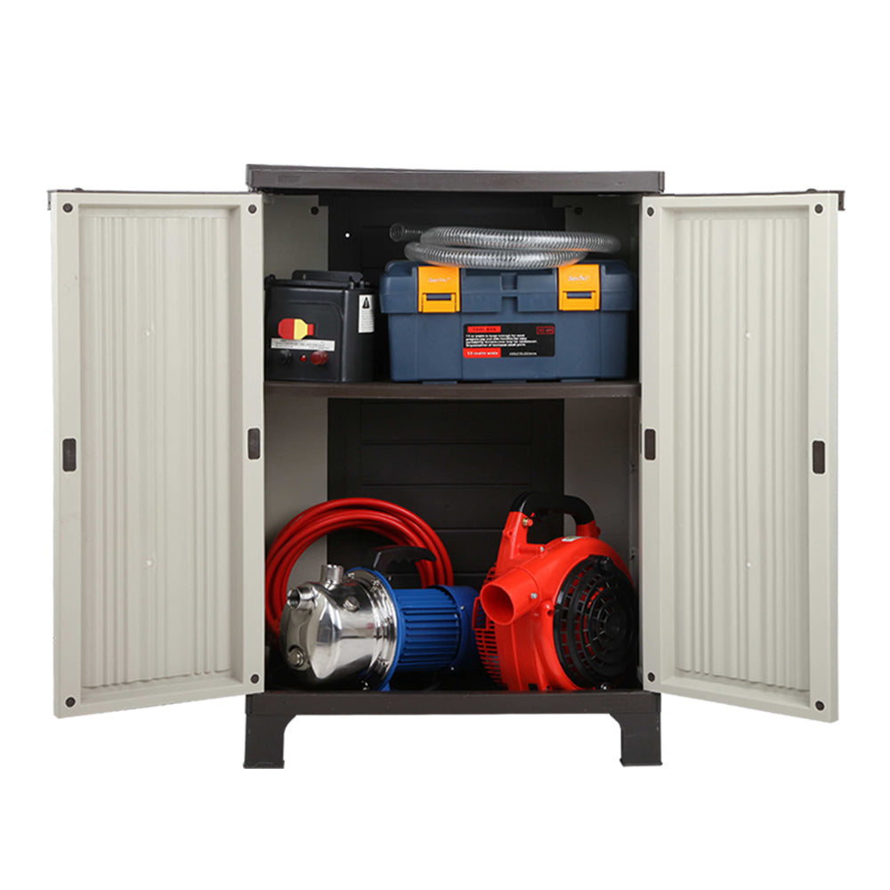 Gardeon 92cm Outdoor Lockable Storage Cabinet Beige