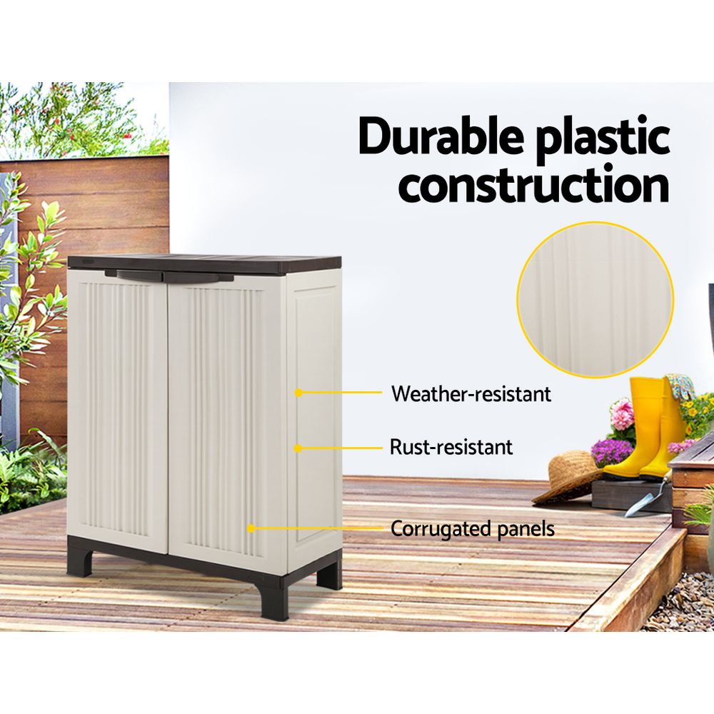 Gardeon 92cm Outdoor Lockable Storage Cabinet Beige