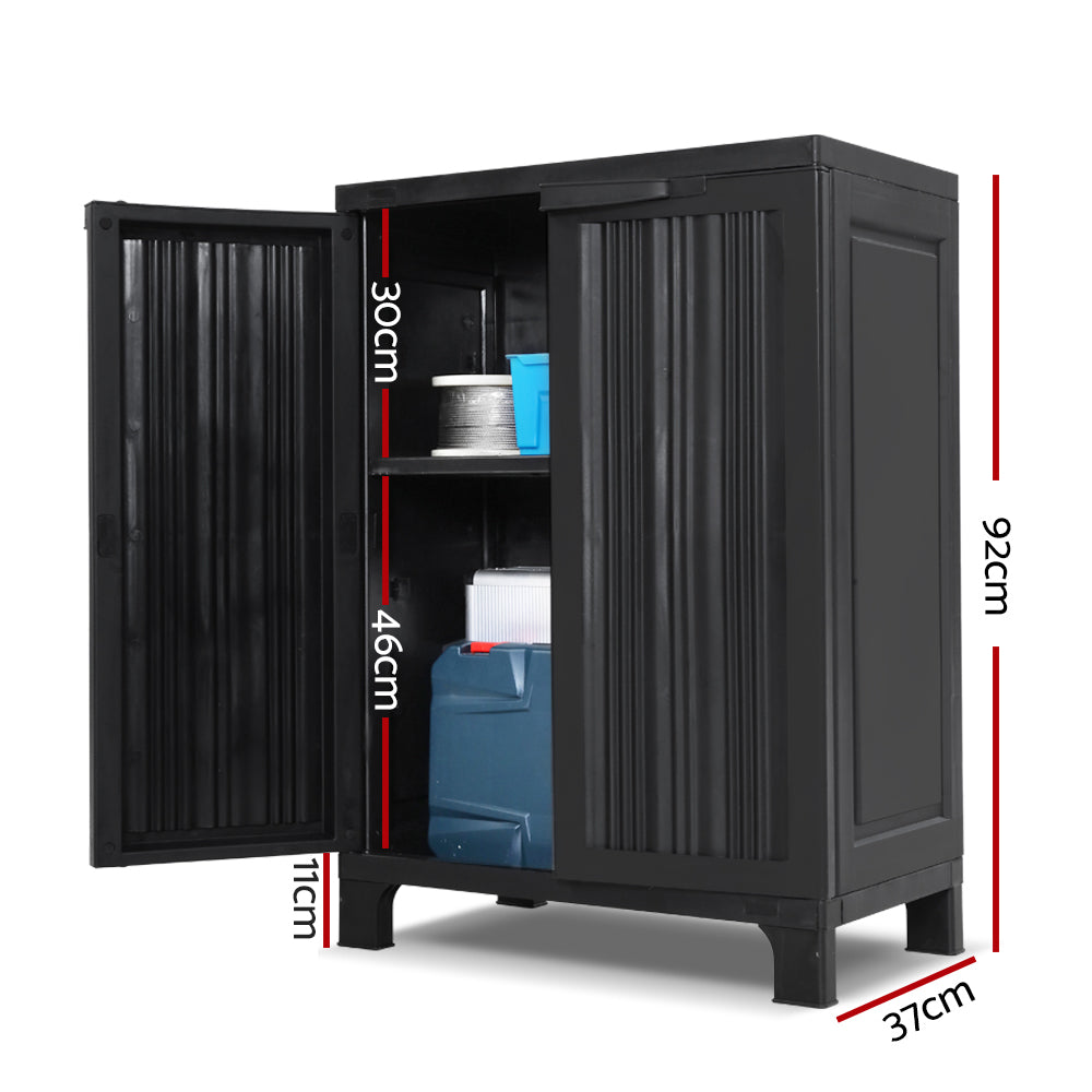Gardeon 92cm Outdoor Storage Cabinet Lockable Black