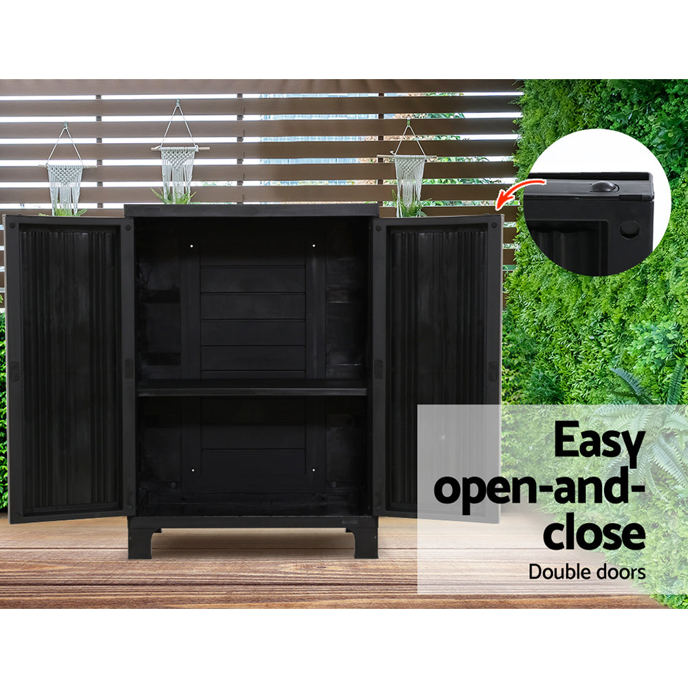 Gardeon 92cm Outdoor Storage Cabinet Lockable Black