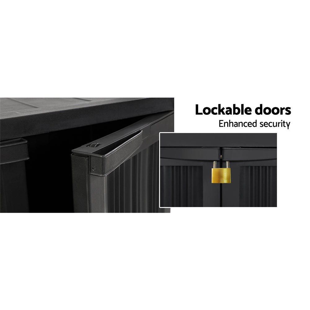 Gardeon 92cm Outdoor Storage Cabinet Lockable Black