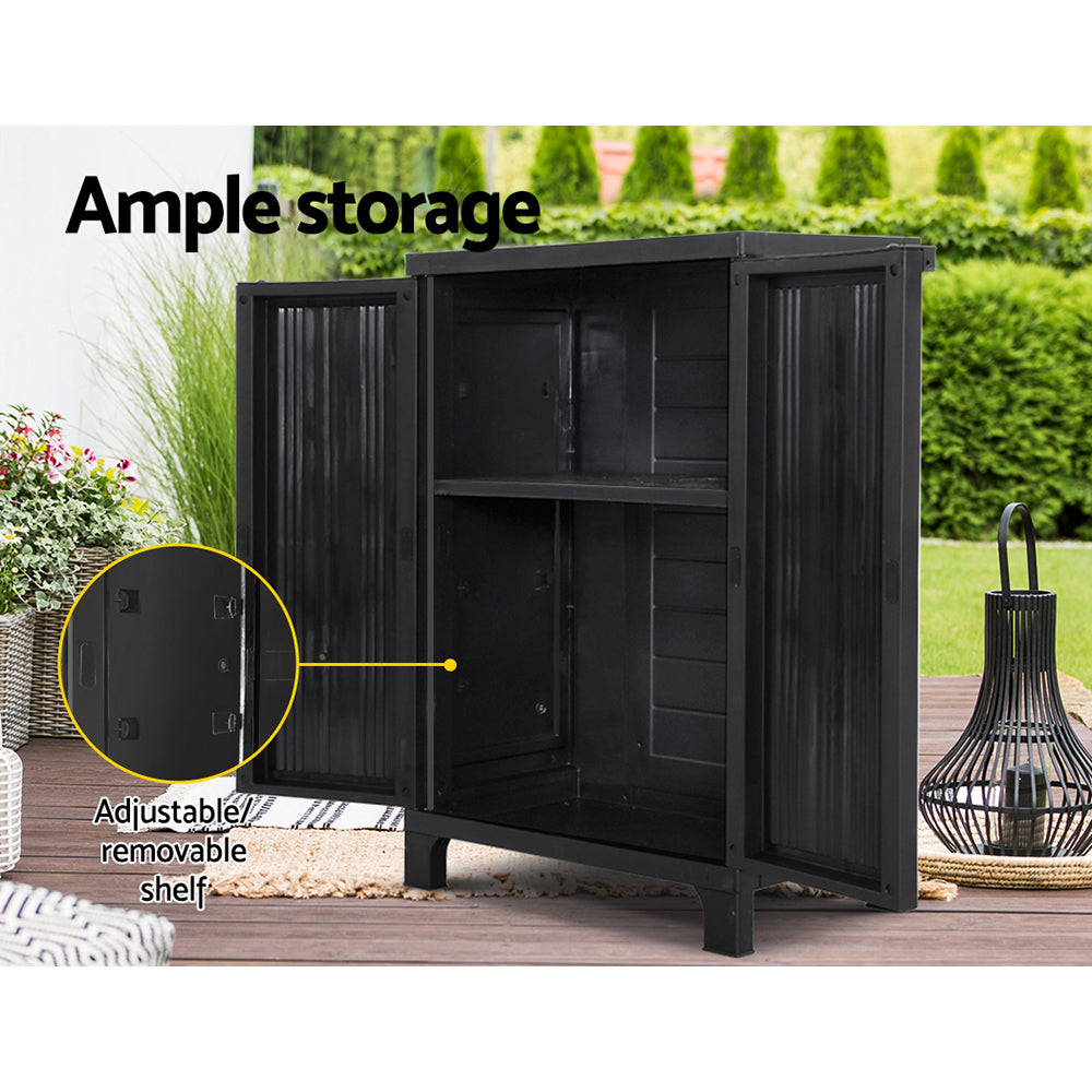 Gardeon 92cm Outdoor Storage Cabinet Lockable Black