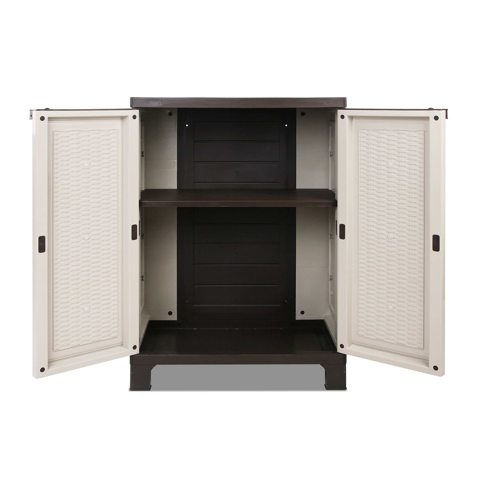 Gardeon 92cm Outdoor Lockable Storage Cabinet Rattan Beige
