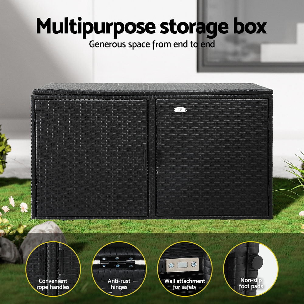 Gardeon Outdoor Wicker Storage Cabinet Black